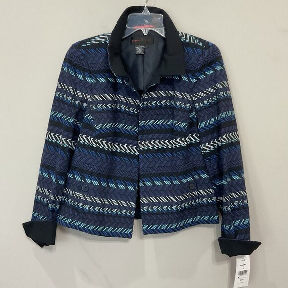 NINA MCLEMORE Jacket Blazer Chevron Stripe Multicolor Suzanne Sz 8 $795 NWT - Picture 1 of 6